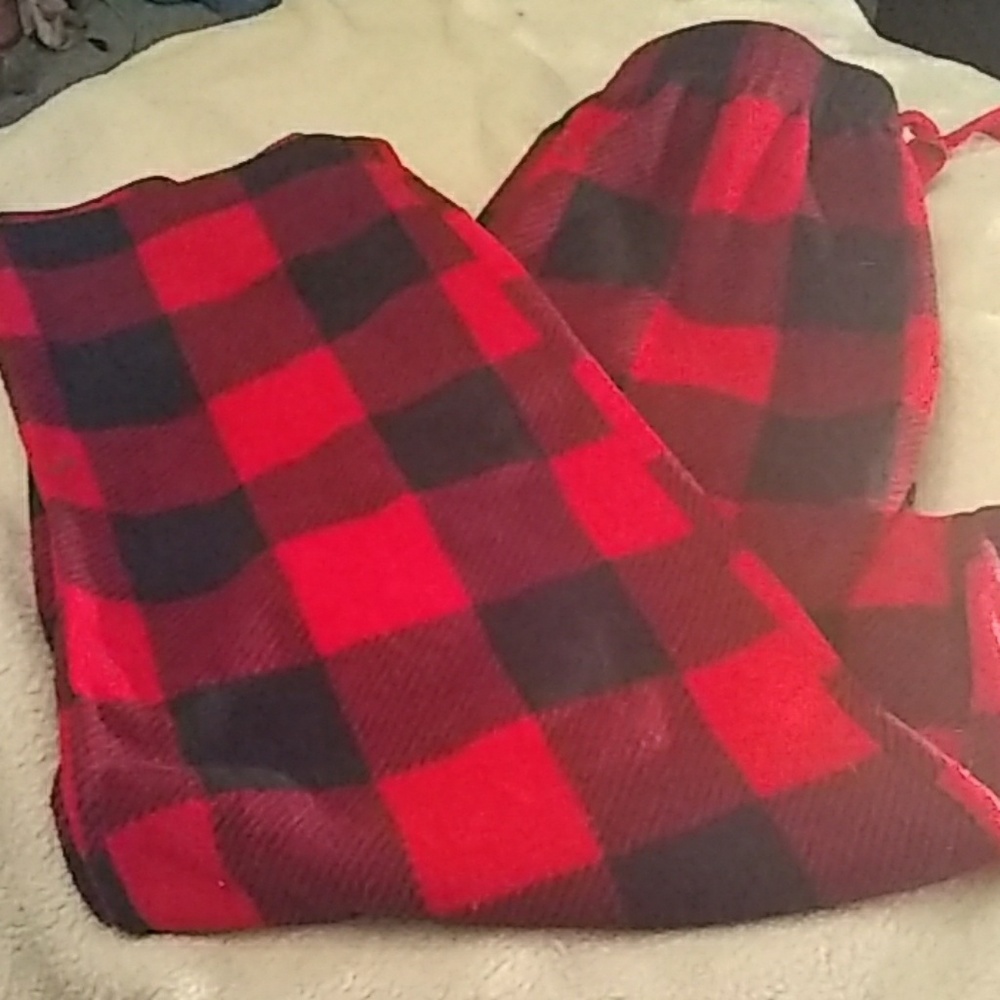 Red and black pajama bottoms